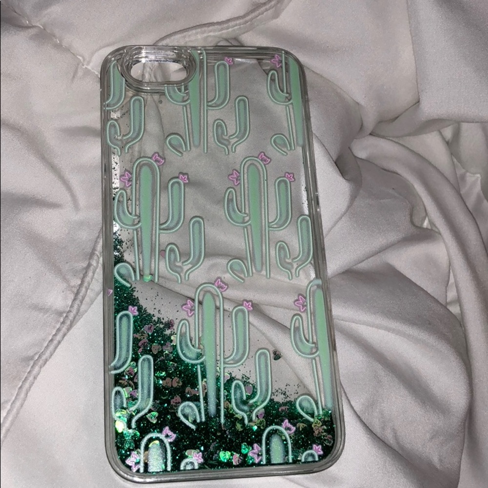 iPhone 6s green cacti sparkly case